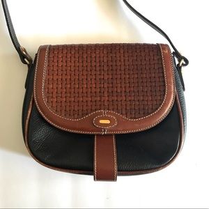 Bally Woven Leather Fold Over Shoulder Handbag